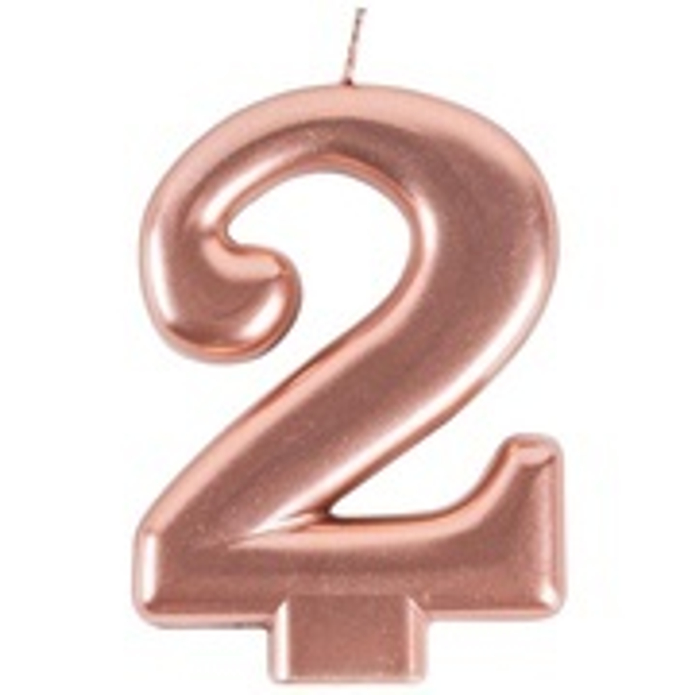 Свеча -цифра "2" Розовое золото 8см/G