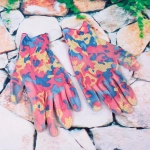 Перчатки нейлоновые «Фантазия-Хаки гламур» с ПВХ покрытием полуоблитые 8 р-р б/блистера