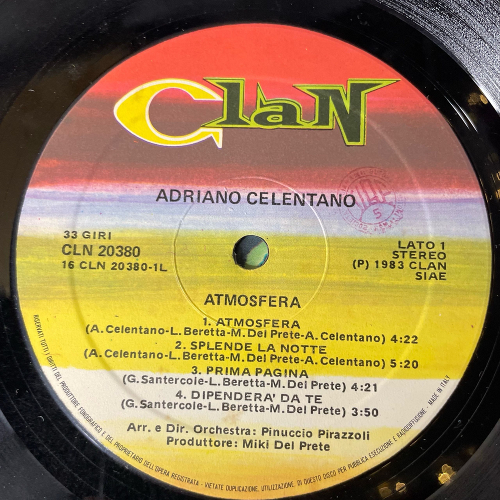 Винтажная виниловая пластинка LP Adriano Celentano Atmosfera (Италия 1983)