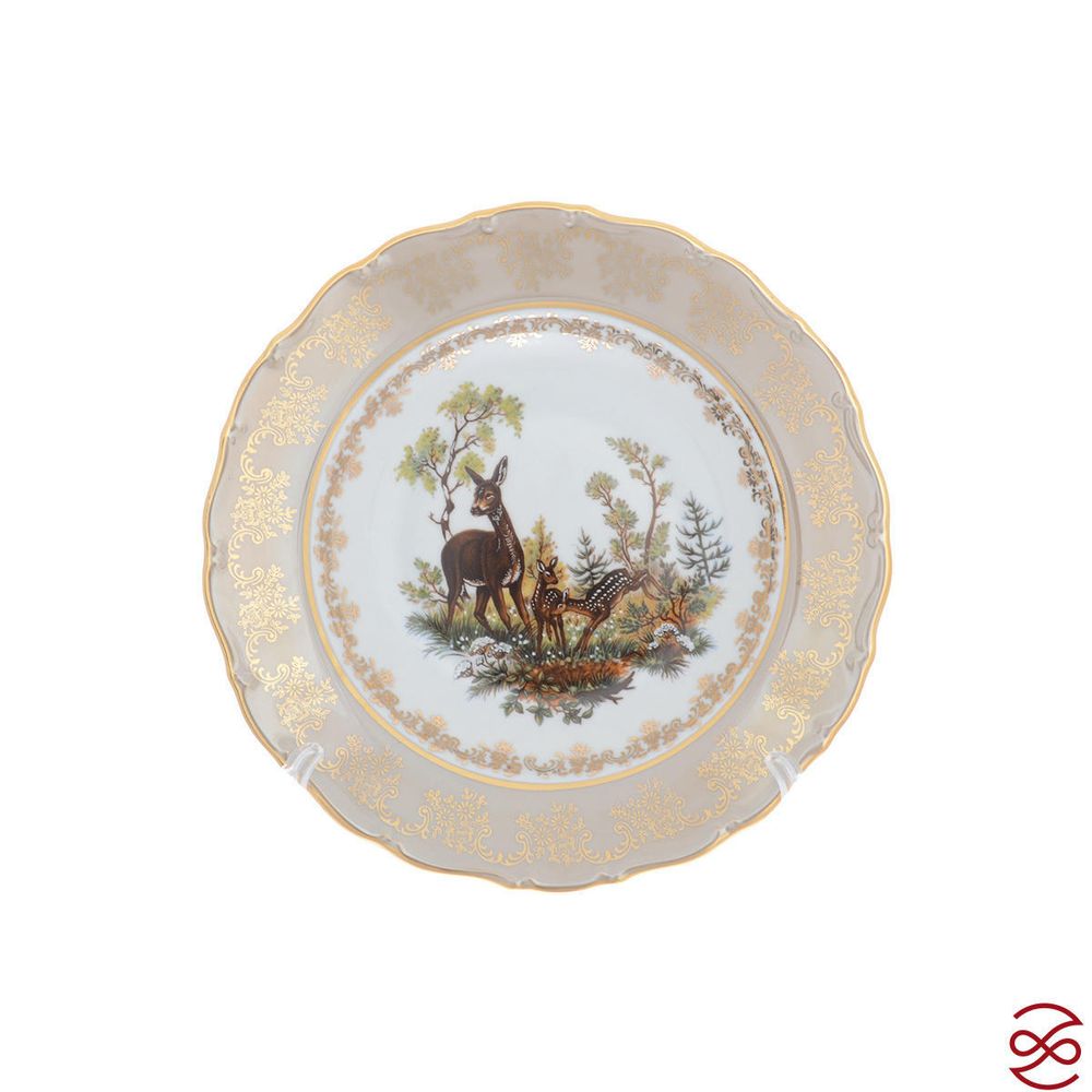 Набор глубоких тарелок Queen's Crown Aristokrat Охота бежевая 23 см (6 шт)