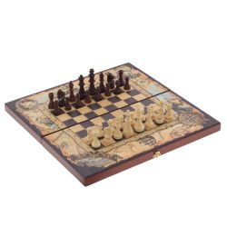 GAEM Игра настольная 3 в 1 (шахматы, шашки, нарды) "Морские", L50 W25 H6 см