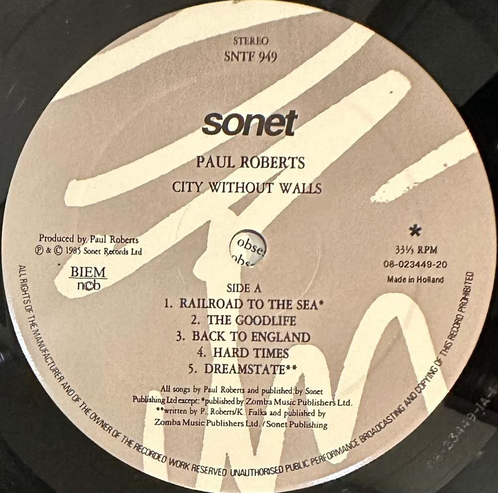 Paul Roberts - City Without Walls (Голландия 1985г.)