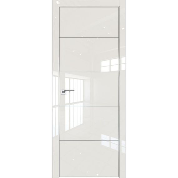 Межкомнатная дверь глянцевая Profil Doors 15LE магнолия люкс с алюминиевым молдингом