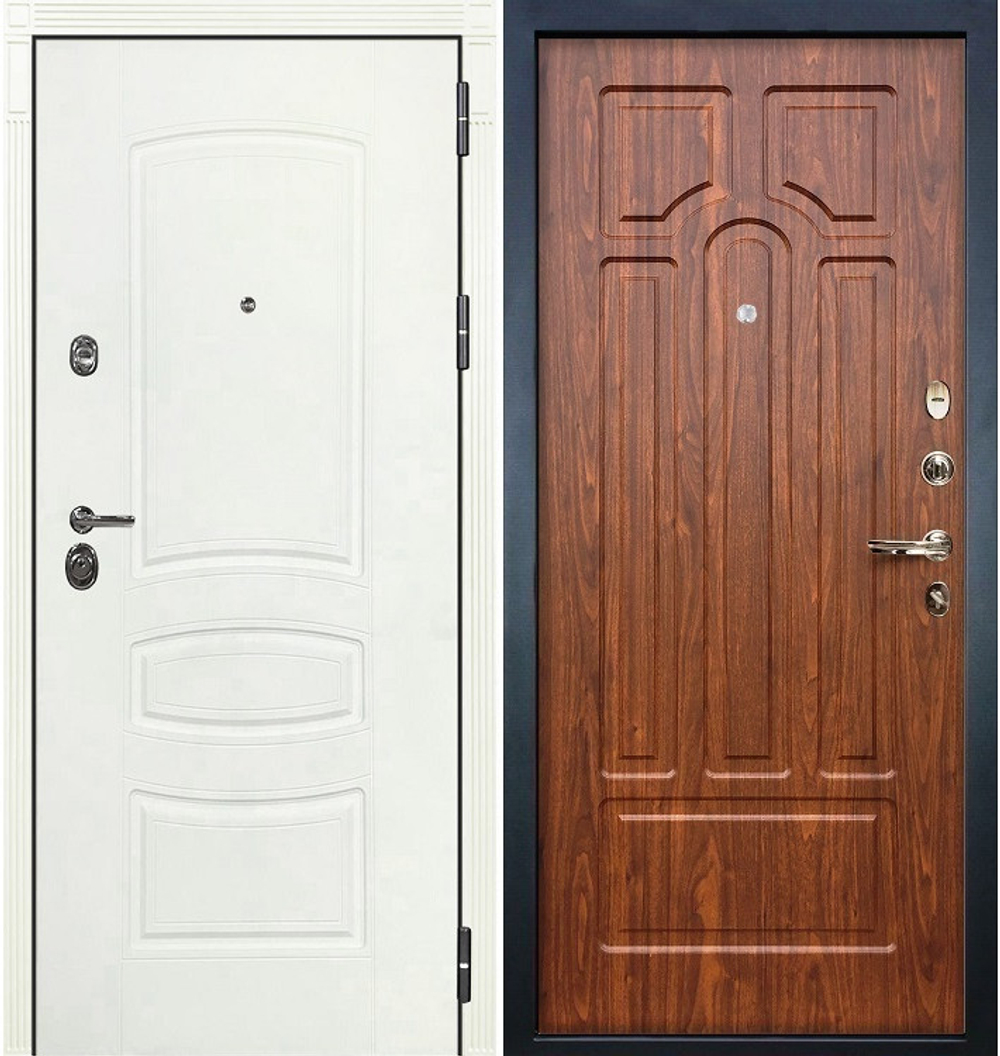 Входная металлическая дверь Лекс Сенатор 3К  Белая шагрень  №26 Береза мореная