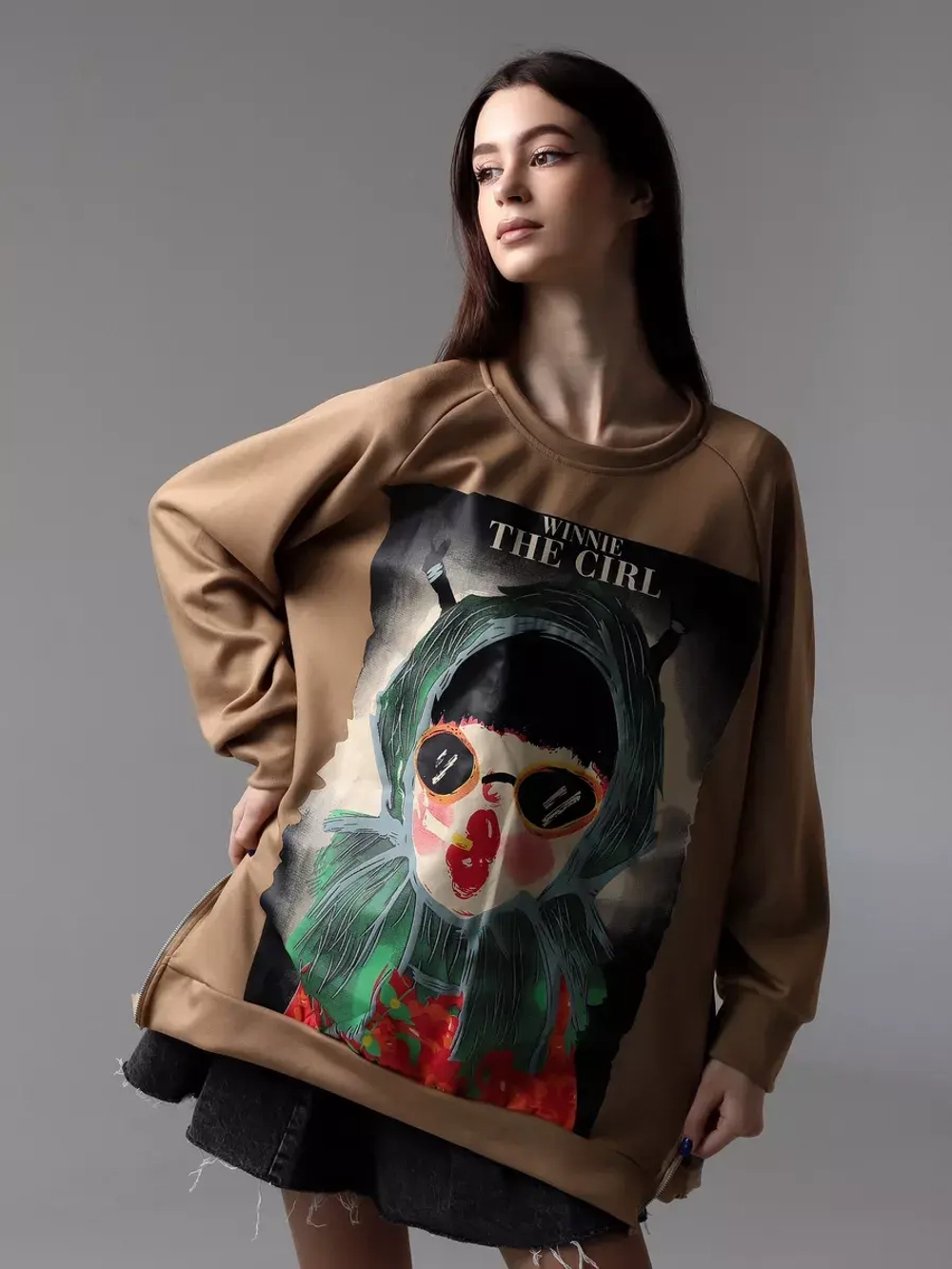 Свитшот с принтом оверсайз