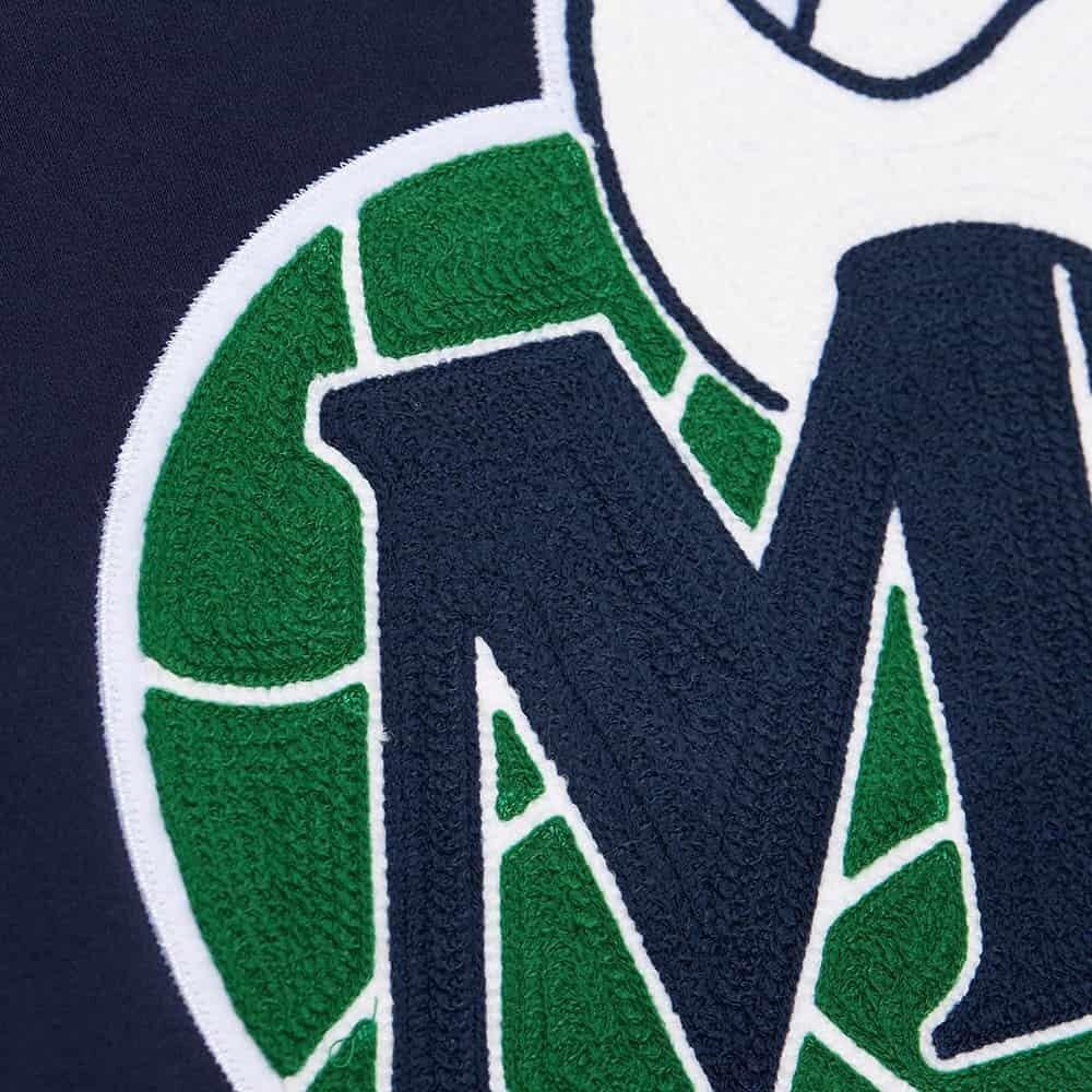 Баскетбольная толстовка Mitchell&Ness NBA Chainstitch Fleece Vintage Logo Dallas Mavericks Sweatshirt, Navy Blue