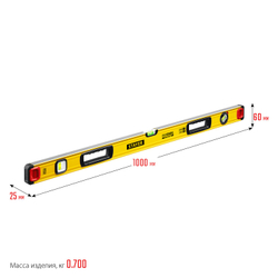 Уровень с поворотным глазком STAYER PRO STABIL, 1000 мм, усиленный профиль, Professional (3471-100)