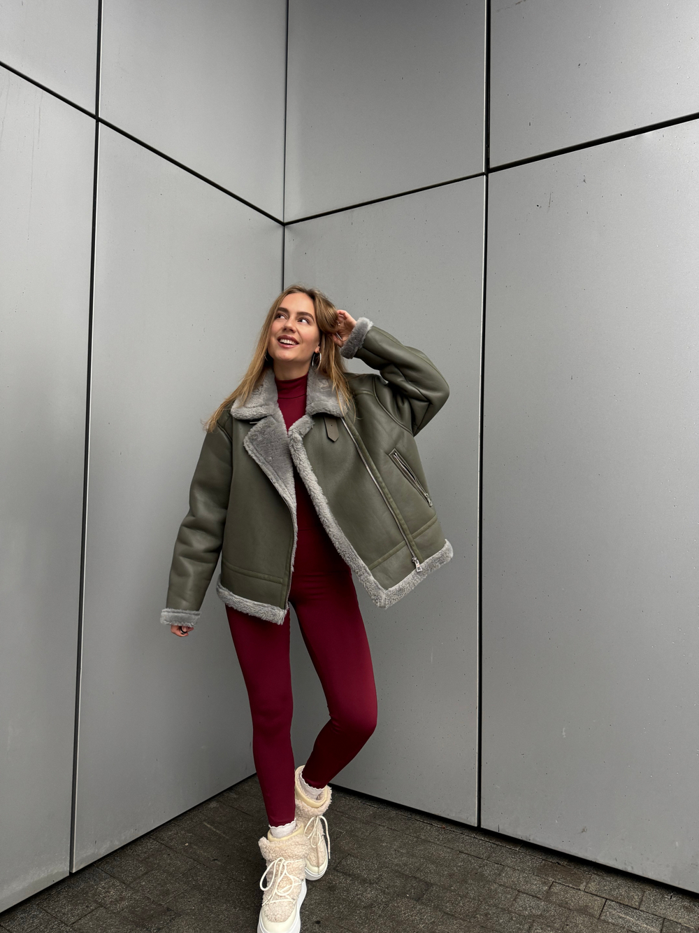 Дубленка Авиатор олива