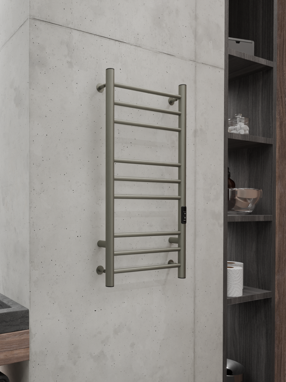 Полотенцесушитель электрический TRIO без полки оружейная сталь 80/40