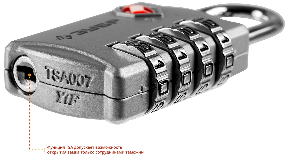 ЗУБР кодовый, TSA, 4 диска, багажный замок, Профессионал (37114)
