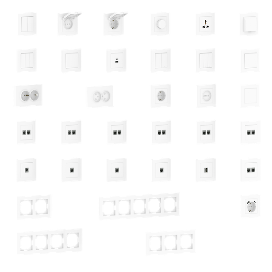 Накладка для розетки Schuko с зарядным устройством USB A+C,  со шторками 16A 250В,  глянцевый белый,  серия A07