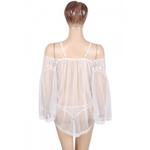 Прозрачная туника с цветочным принтом белая (размер XS-S)