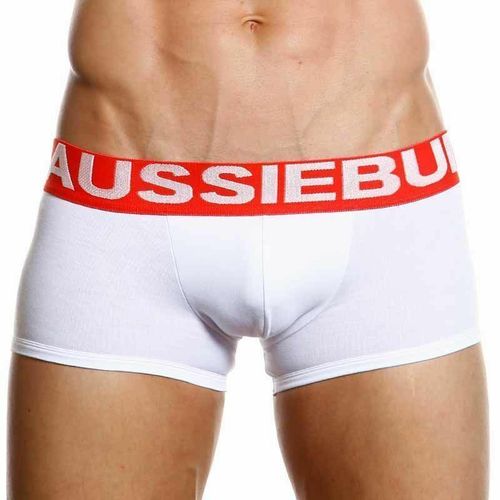 Мужские трусы хипсы белые с красной резинкой Aussiebum Flame Burn Hipster AB00258