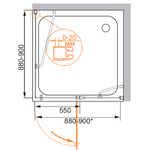 Душевой уголок Cezares Elena 90x90 L ELENA-W-A-12-90-P-Cr-L профиль Хром стекло текстурное