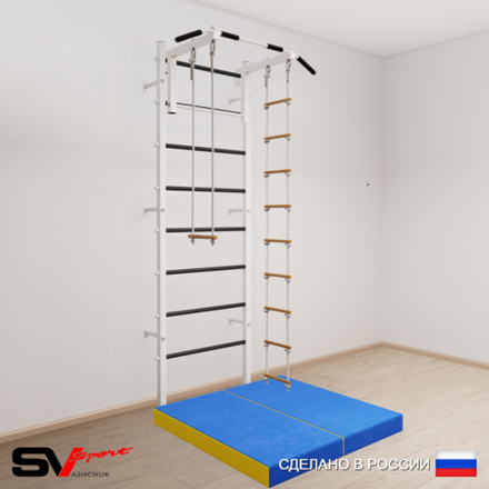 Шведская стенка Sv Sport усиленная 6184 (Турник стандарт/Лестница/Трапеция/Мат 1м)