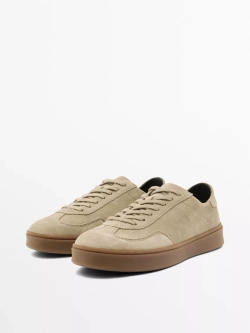 Massimo Dutti Кроссовки из натуральной замши, песочно-коричневый