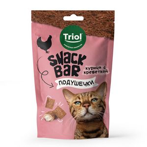 Лакомство Triol SNACK BAR для кошек "Мини-подушечки с начинкой из курицы с креветкой", 30г