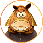 Мягка игрушка - подушка с капюшоном символ года конь "Емеля Никитич" h 30 см