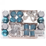 Набор украшений «Зимнее волшебство» 24*16*4 см (24 предмета), Голубой/серебро