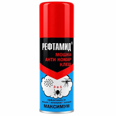 Средство от комаров РЕФТАМИД Максимум 100мл Антикомар,от клещей и мошек аэрозоль Арт.7636