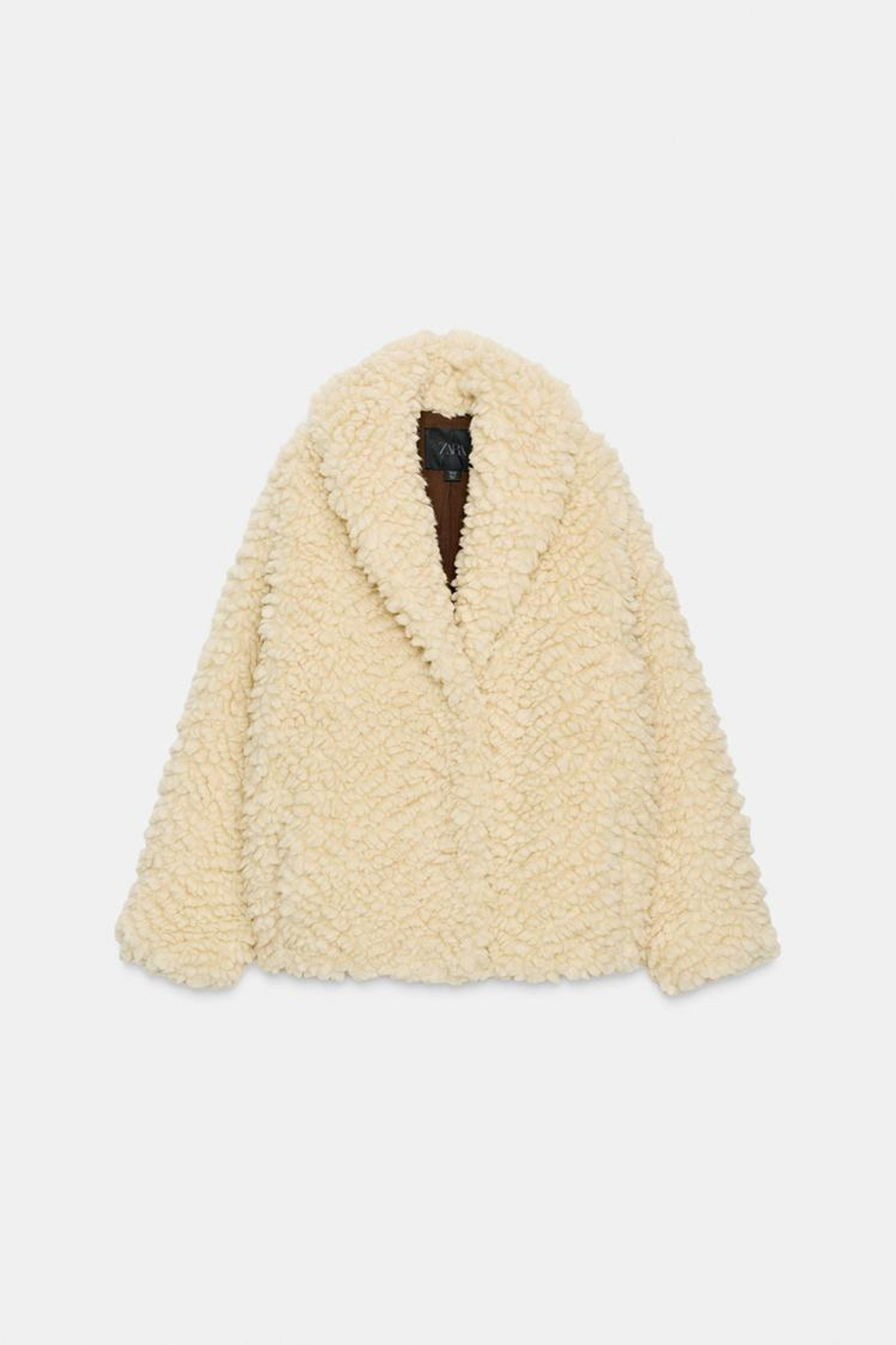 ZARA КОРОТКАЯ ШУБА ИЗ ИСКУССТВЕННОЙ ОВЧИНЫ — ZW COLLECTION, КРЕМОВЫЙ