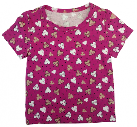 Футболка для девочки 411/156 малиновая с сердечками