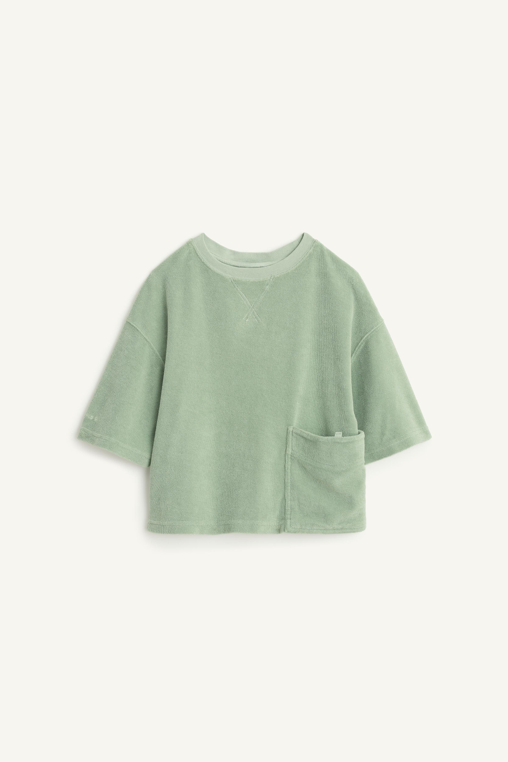 ZARA ФУТБОЛКА С КРУГЛЫМ ВЫРЕЗОМ, ПАСТЕЛЬНО-ЗЕЛЕНЫЙ