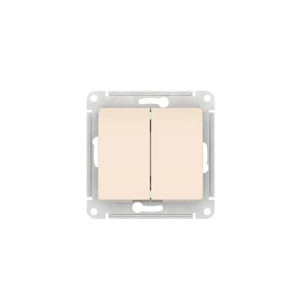 GLOSSA 2-клавишный ПЕРЕКЛЮЧАТЕЛЬ, сх.6+6, 10АХ, мех., быстрозажим. клем., БЕЖЕВЫЙ