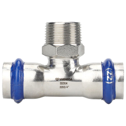 Тройник VARMEGA раструбный Inox Press НР 15x1/2"x15