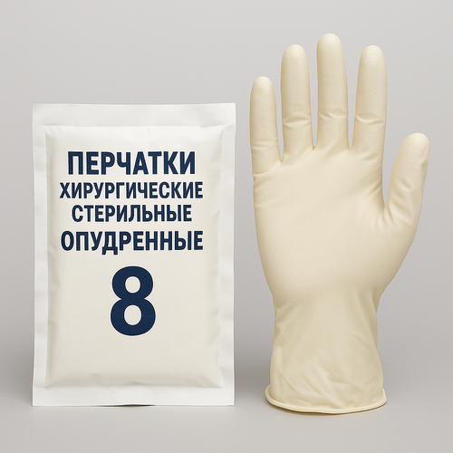 Перчатки хирургические стерильные опудренные размер 8