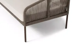 "Канны" левый модуль плетеный из роупа, каркас алюминий коричневый (RAL8016) муар, роуп коричневый круглый, ткань бежевая 035