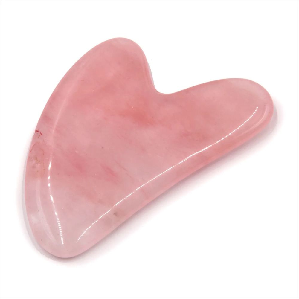 Скребок Гуаша Сердце розовый кварц 7-8 см