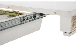 Деревянный стол Лорд 110(160)х110х79 молочный с золотой патиной