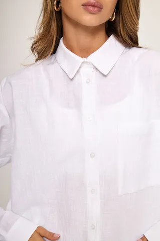 Рубашка с карманом из хлопка baby cotton белого цвета