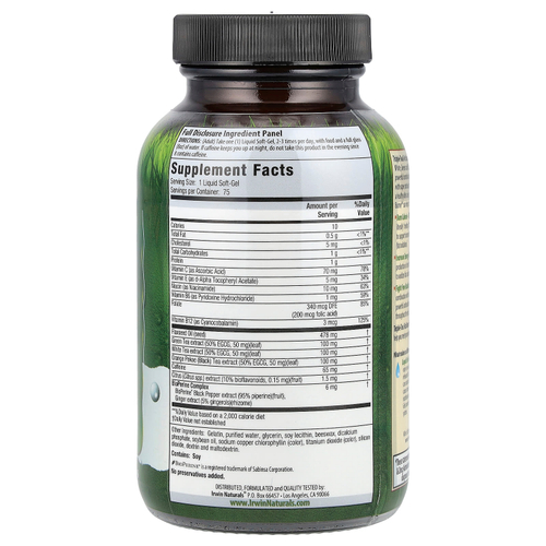 Irwin Naturals, Triple-Tea Fat Burner®, 75 желатиновых капсул