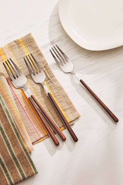 ZARA HOME НАБОР ВИЛОК С КРУГЛОЙ РУЧКОЙ И ДЕТАЛЯМИ ИЗ 4 ПРЕДМЕТОВ, ТЕМНО-КОРИЧНЕВЫЙ