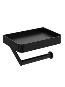 Держатель для туалетной бумаги STWORKI Стокгольм S36345BK настенный, матовый черный, с полкой