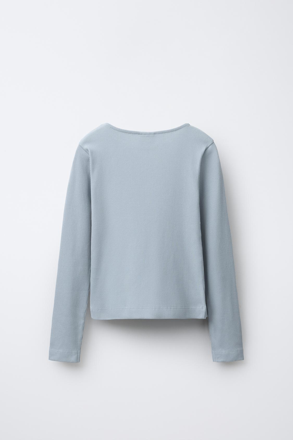 ZARA ФУТБОЛКА В РУБЧИК С ПУГОВИЦАМИ И ВЫРЕЗОМ, СЕРО-СИНИЙ