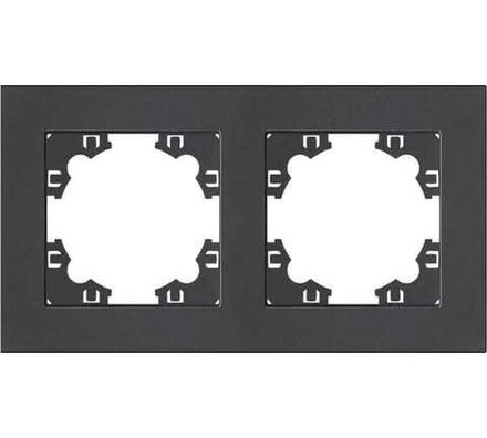 Рамка двухместная горизонтальная "UNIVersal" серия "Афина" графит (еврослот) (HU2330)