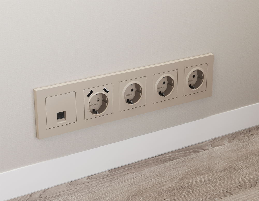 MA372010 Комплект механизма компьютерной розетки ALFA Серо-бежевый матовый RJ-45(8P8C) CAT6 с шторкой QUANT (AP3720, VM188)