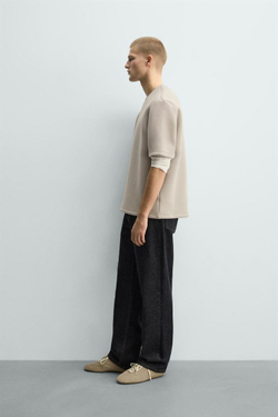 ZARA ТОЛСТОВКА СВОБОДНОГО КРОЯ ИЗ ВЫСОКОТЕХНОЛОГИЧНОЙ ТКАНИ, КАМЕННО-СЕРЫЙ