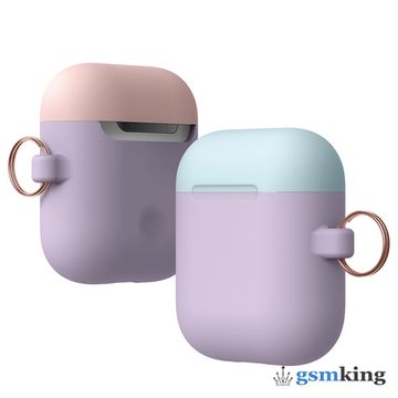 Duo Hang Case for AirPods 1/2 [Body - Lavender, Top - Pastel Blue, Lovely Pink]