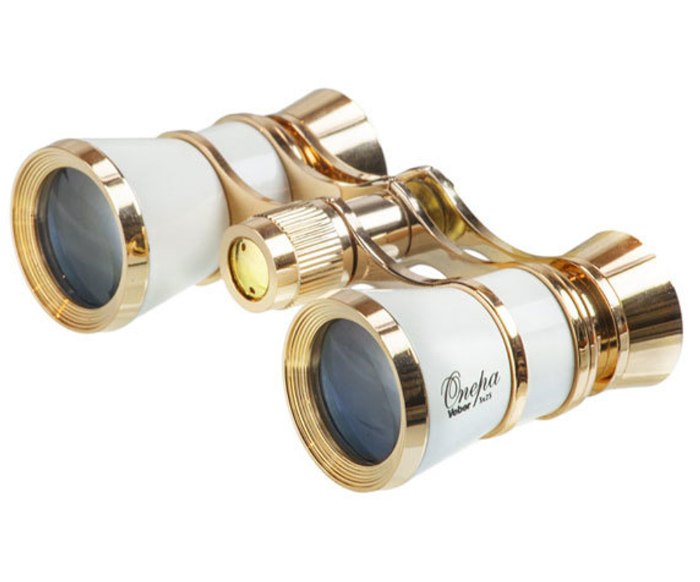 Объективы театрального бинокля Veber БГЦ 3 25, белый-золотой