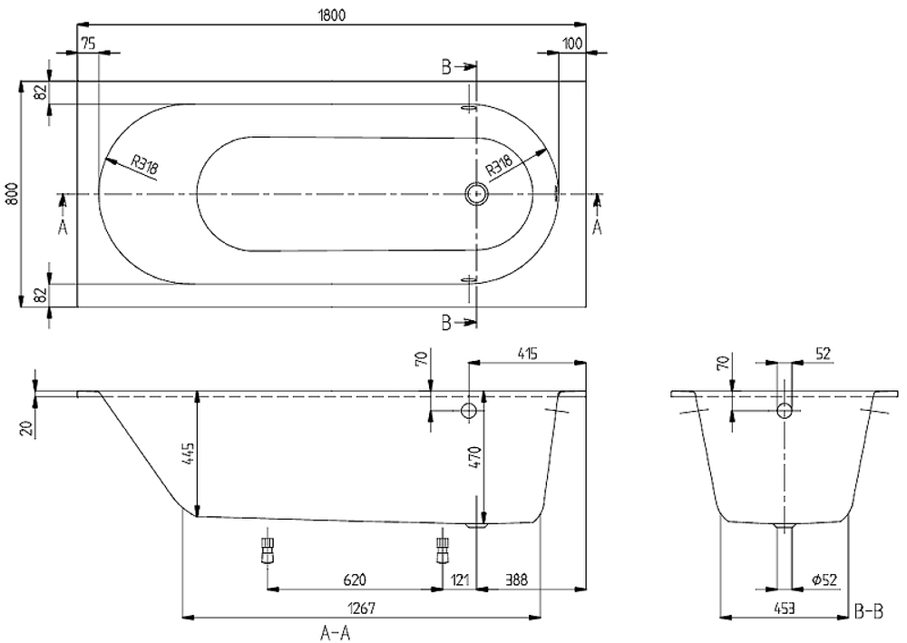 Квариловая ванна Villeroy&Boch Oberon 180x80 UBQ180OBE2V-01 без гидромассажа