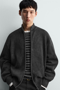 ZARA КАРДИГАН С ЭФФЕКТОМ ПОТЕРТОСТИ, МОРСКОЙ СИНИЙ