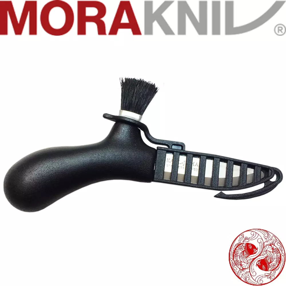 Нож Morakniv Karl-Johan для грибов, нержавеющая сталь, цвет красный/лайм/черный щетка из конского волоса