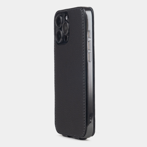 Кожаный чехол для iPhone 16 Pro Max, теленок черного цвета
