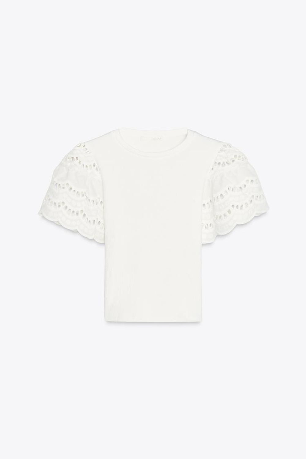 ZARA ТОП БЕЗ РУКАВОВ С ВЫШИВКОЙ, БЕЛЫЙ