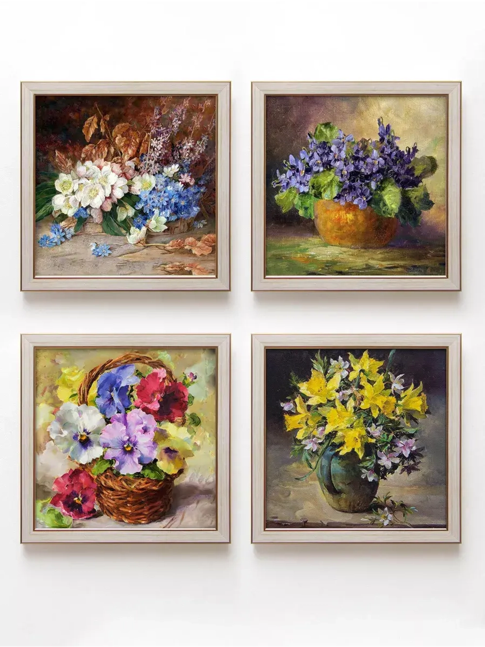 Картины на стену интерьерная на холсте 4 шт, 23*23 см