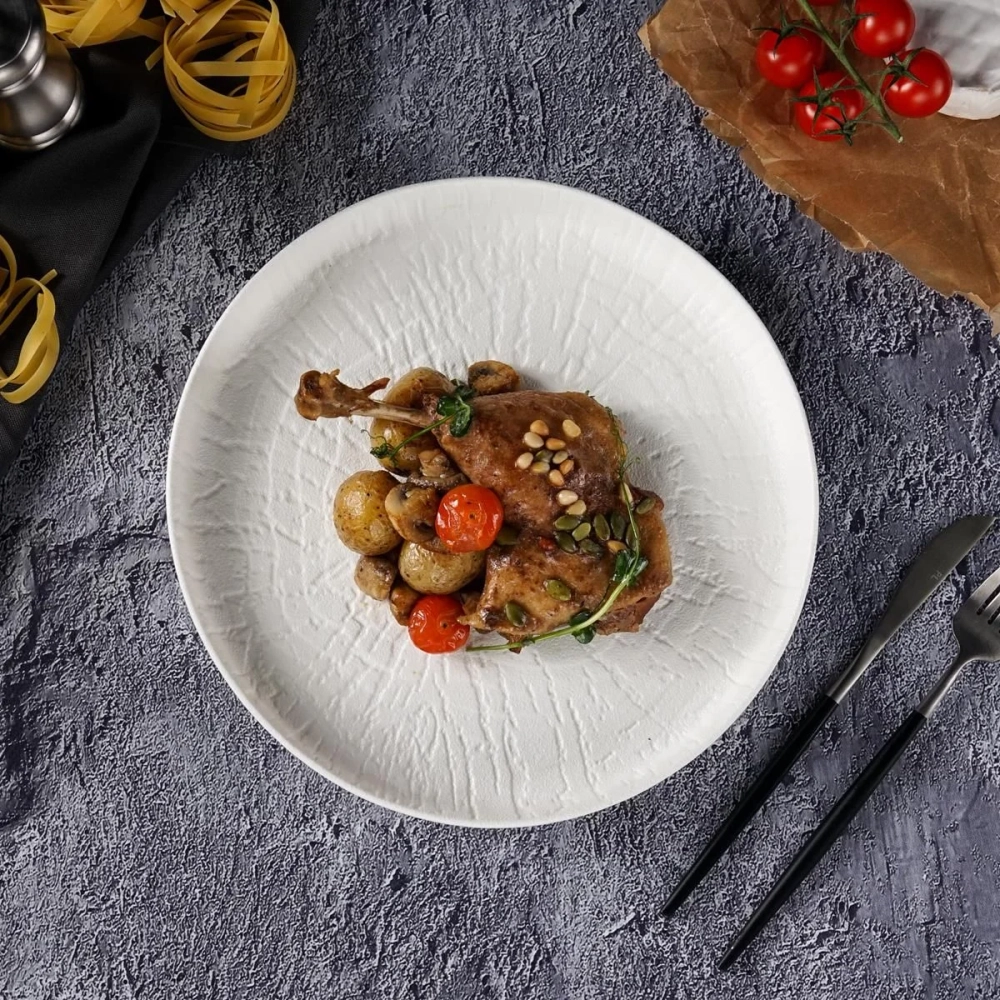 Тарелка круглая с бортом d=27cм,серия "White Raw Wood"